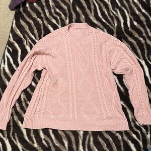 SHEIN Pink Crew Neck Sweater Soft Pastel